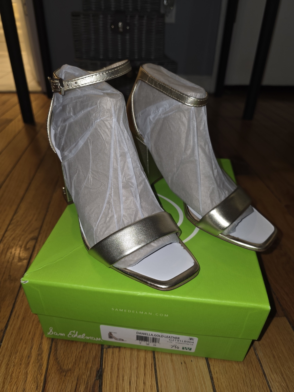 Sam Edelman Gold Metallic Open-Toe Ankle-Strap Heels
